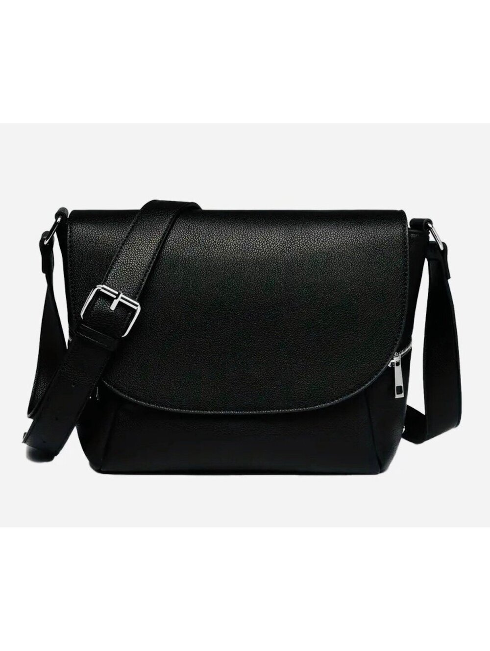 New - Trendy - Retro Inspired Faux Leather Shoulder /Crossbody Bag - Black